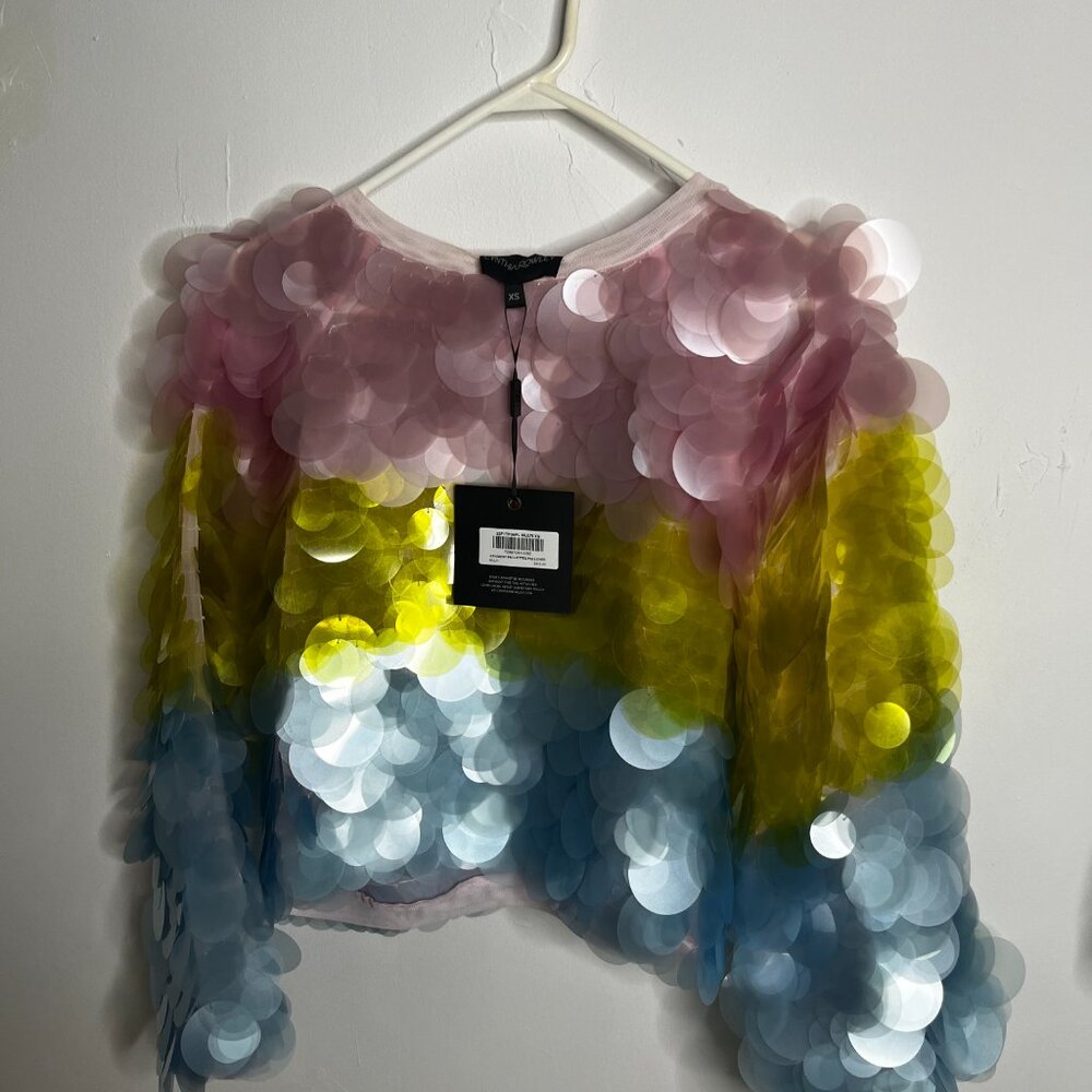 Cynthia Rowley Sequined Organza Pullover Top - Picture 2 of 4